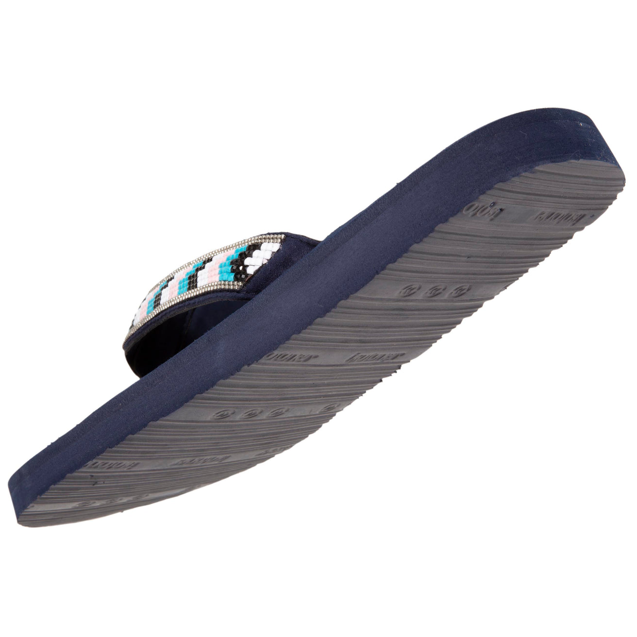 Tongs Femme unie à perles yoga confort Marine